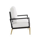 Poltrona moderna - Struttura nera e cuscino in velluto bianco