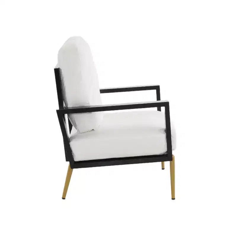 Poltrona moderna - Struttura nera e cuscino in velluto bianco