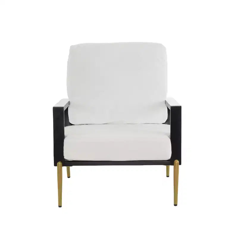 Poltrona moderna - Struttura nera e cuscino in velluto bianco