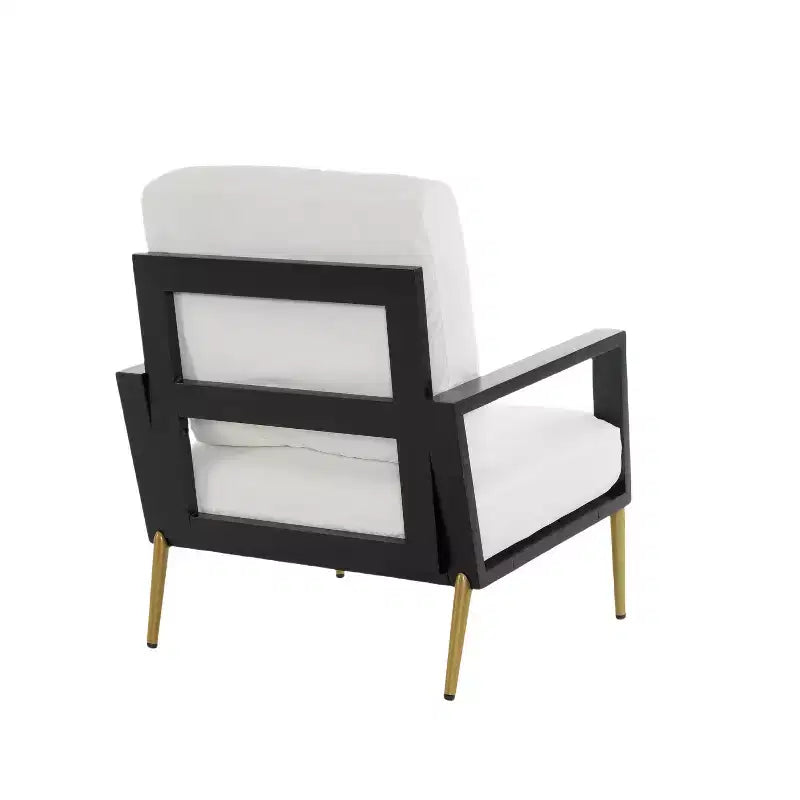Poltrona moderna - Struttura nera e cuscino in velluto bianco