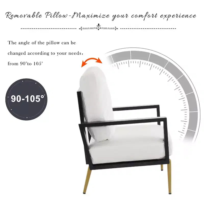 Poltrona moderna - Struttura nera e cuscino in velluto bianco