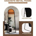Specchio a figura intera ad arco con cornice in metallo