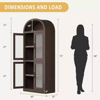 Credenza alta ad arco da 180 cm con 4 ante in vetro e 6 ripiani regolabili