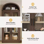 Credenza alta ad arco da 180 cm con 4 ante in vetro e 6 ripiani regolabili
