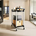 Carrello di servizio a 2 livelli con ruote girevoli a 360°, capacità 136 kg, nero