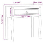 vidaXL Tavolo Consolle Corona 73x35x73 cm Legno Massello di Pino