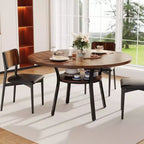 Tavolo da pranzo rotondo da 47 pollici con ripiano portaoggetti e gambe in metallo