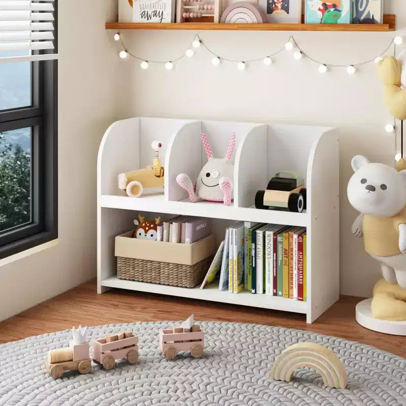 Libreria per bambini con 3 ripiani e contenitore giochi