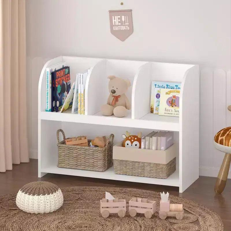 Libreria per bambini con 3 ripiani e contenitore giochi