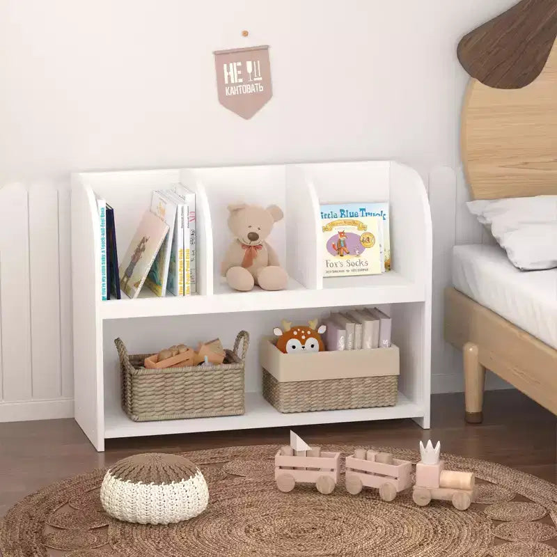 Libreria per bambini con 3 ripiani e contenitore giochi