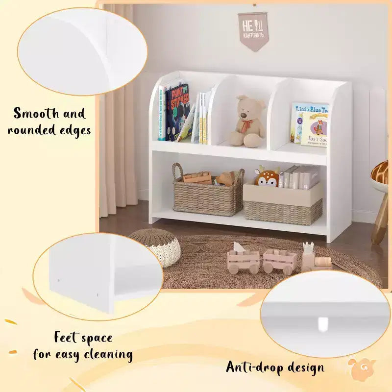Libreria per bambini con 3 ripiani e contenitore giochi