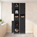 Tall Narrow Bathroom Storage Cabinet with 3 Door Cupboard, Adjustable Shelves, Open Shelf, Metal Handles and Hinges
