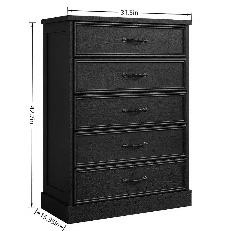 Cassettiera a 5 cassetti con guide scorrevoli – Comò alto 108 cm per camera da letto o soggiorno