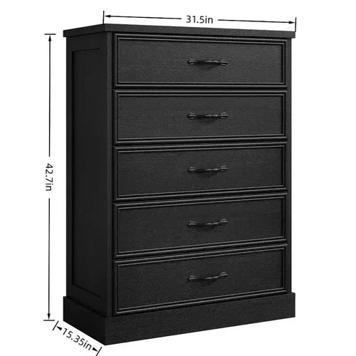 Cassettiera a 5 cassetti con guide scorrevoli – Comò alto 108 cm per camera da letto o soggiorno