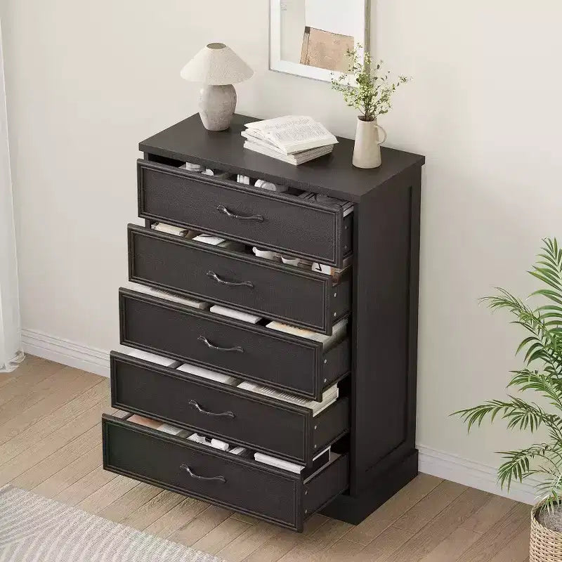 Cassettiera a 5 cassetti con guide scorrevoli – Comò alto 108 cm per camera da letto o soggiorno