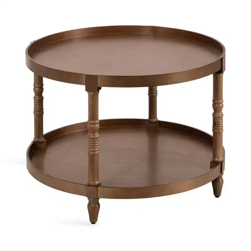 Kate and Laurel Bellport Round Wood Coffee Table, 29x29x21, Rustic Brown