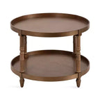 Tavolino da caffè rotondo in legno con due ripiani, 74 x 53 cm