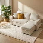 Dyonery 81 Sleeper Sofa Bed with Storage, L-Shaped Sectional Pull Out Couch with Reversible Chaise and USB Ports
