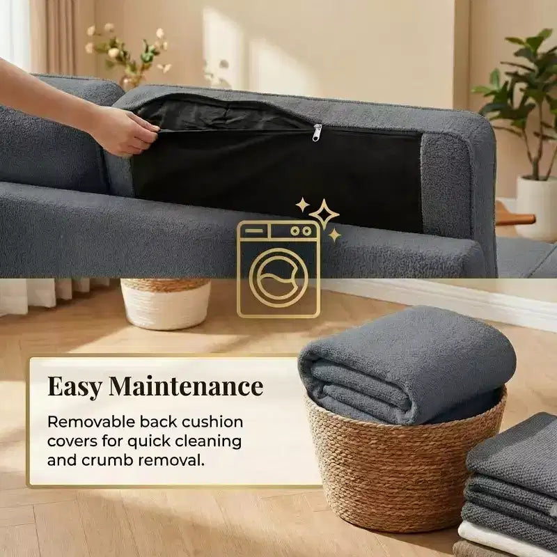 Divano Letto a L da 81" con Chaise Longue Contenitore e Tasche Laterali