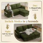 Divano Letto a L da 81" con Chaise Longue Contenitore e Tasche Laterali