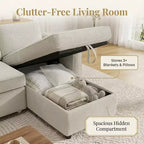 Divano Letto a L da 81" con Chaise Longue Contenitore e Tasche Laterali