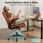 Sedia da ufficio ergonomica con schienale alto in pelle PU e braccioli ribaltabili