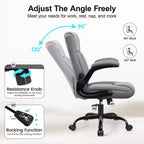 Sedia da ufficio ergonomica con schienale alto in pelle PU e braccioli ribaltabili