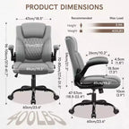 Sedia da ufficio ergonomica con schienale alto in pelle PU e braccioli ribaltabili
