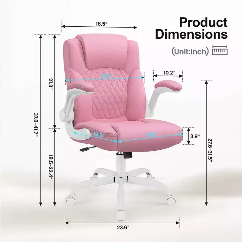 Sedia da ufficio ergonomica con schienale alto in pelle PU e braccioli ribaltabili