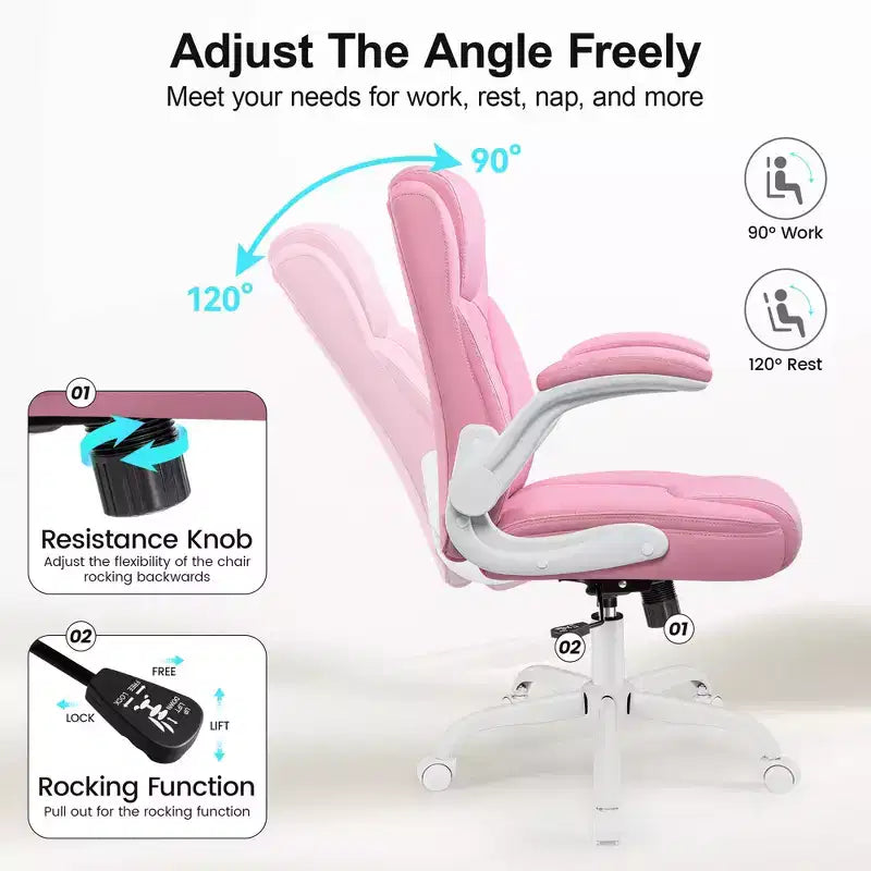 Sedia da ufficio ergonomica con schienale alto in pelle PU e braccioli ribaltabili