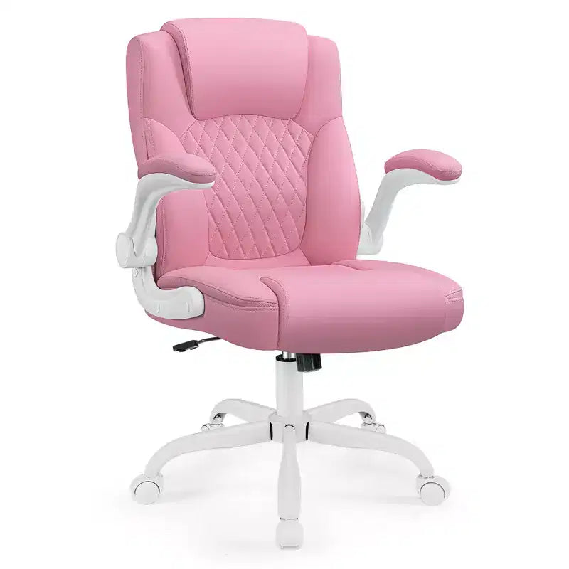 Sedia da ufficio ergonomica con schienale alto in pelle PU e braccioli ribaltabili