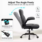 Sedia da ufficio ergonomica con schienale alto in pelle PU e braccioli ribaltabili