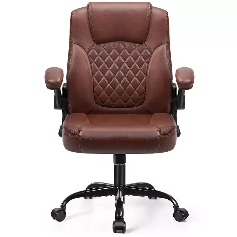 Sedia da ufficio ergonomica con schienale alto in pelle PU e braccioli ribaltabili
