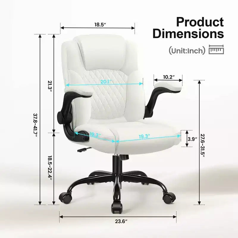 Sedia da ufficio ergonomica con schienale alto in pelle PU e braccioli ribaltabili