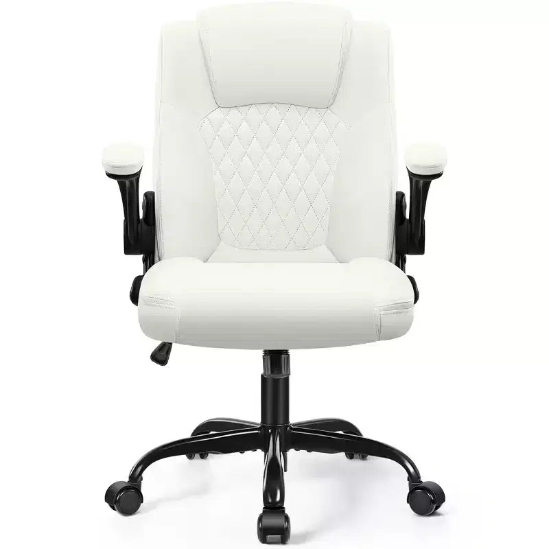 Sedia da ufficio ergonomica con schienale alto in pelle PU e braccioli ribaltabili