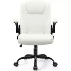 Sedia da ufficio ergonomica con schienale alto in pelle PU e braccioli ribaltabili