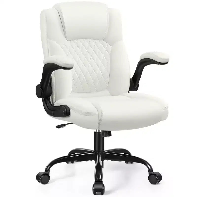 Sedia da ufficio ergonomica con schienale alto in pelle PU e braccioli ribaltabili
