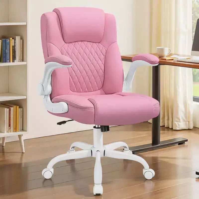 Sedia da ufficio ergonomica con schienale alto in pelle PU e braccioli ribaltabili