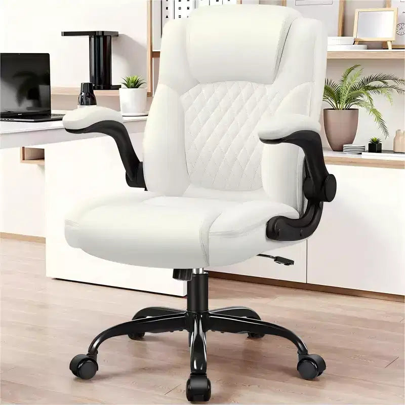 Sedia da ufficio ergonomica con schienale alto in pelle PU e braccioli ribaltabili