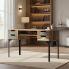 vidaXL Desk Mixed color Solid reclaimed wood, Iron Medium Desk