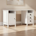 vidaXL Desk White Solid Pine Wood Standard Desk Rectangular Rustic
