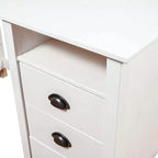 Scrivania in legno massello di pino con cassetti e mobiletto