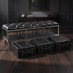 vidaXL Storage Bench 43.3 Black Faux Leather