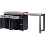 Carrello da cucina su ruote 74,5 Carrello da cucina su ruote con tavolo allungabile, portaprofumi, 2 cassetti, 4 ante; carrello grigio per casa, cucina o garage