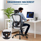 Sedia da ufficio ergonomica in rete con poggiatesta regolabile e braccioli ribaltabili