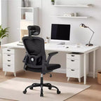 Sedia da ufficio ergonomica in rete con poggiatesta regolabile e braccioli ribaltabili