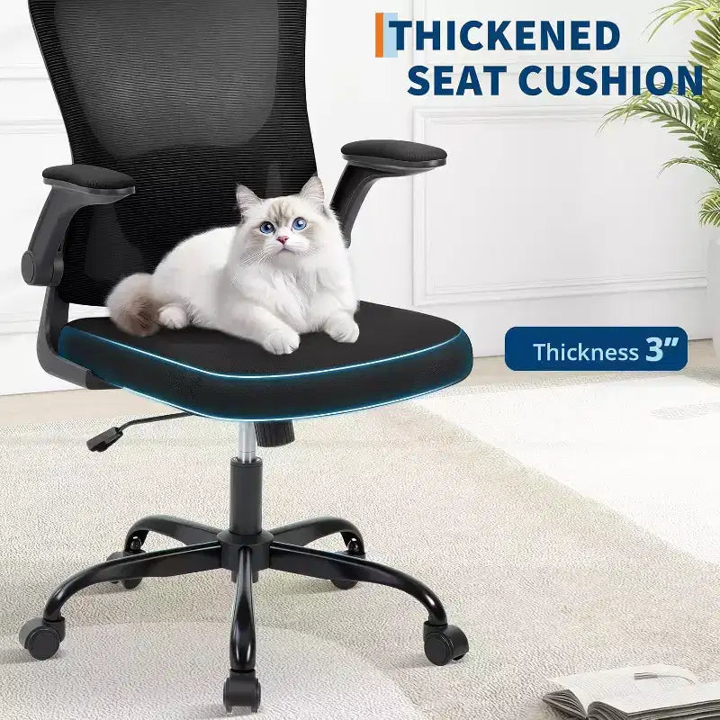 Sedia da ufficio ergonomica in rete con poggiatesta regolabile e braccioli ribaltabili