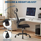 Sedia da ufficio ergonomica in rete con poggiatesta regolabile e braccioli ribaltabili