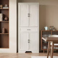 Hitow White Oak-Effect Kitchen Pantry Cabinet  Double-Door + Drawer Storage