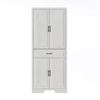 Mobile Dispensa da Cucina con Effetto Rovere Bianco, Ante Doppie e Cassetto